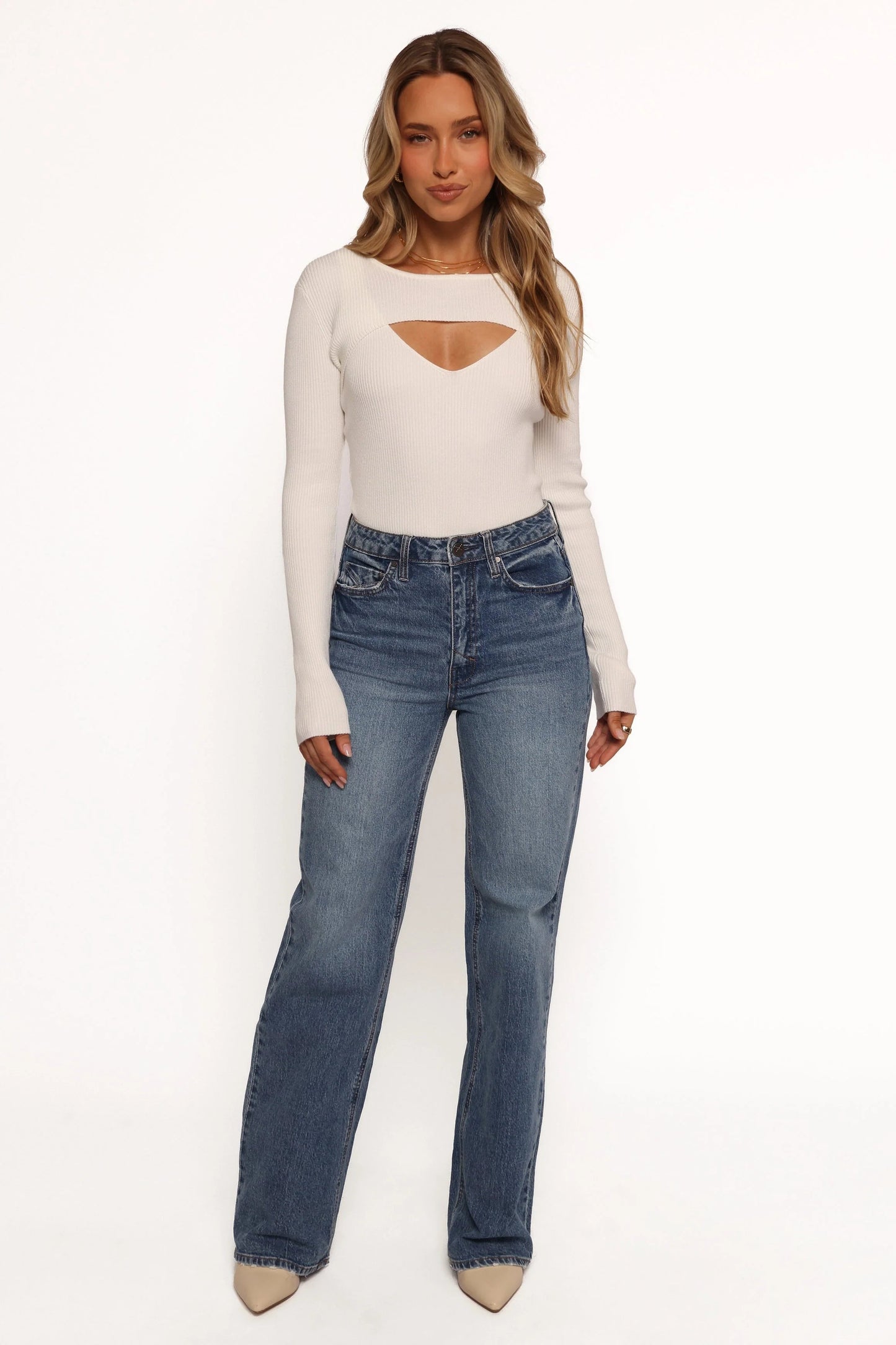 Cut-Out Ribbed Knit Top