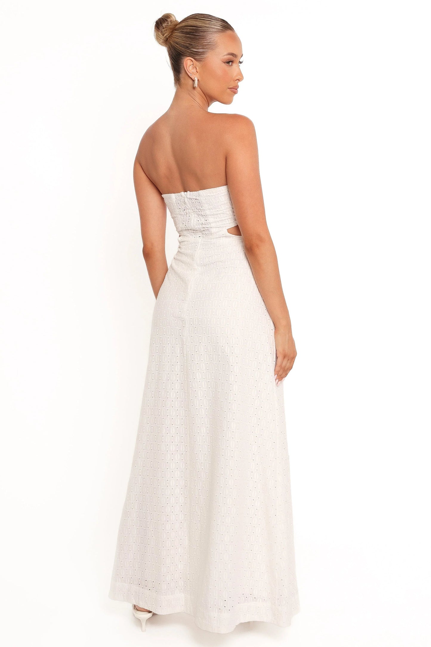 Embroidered Anglaise Strapless Midi Dress