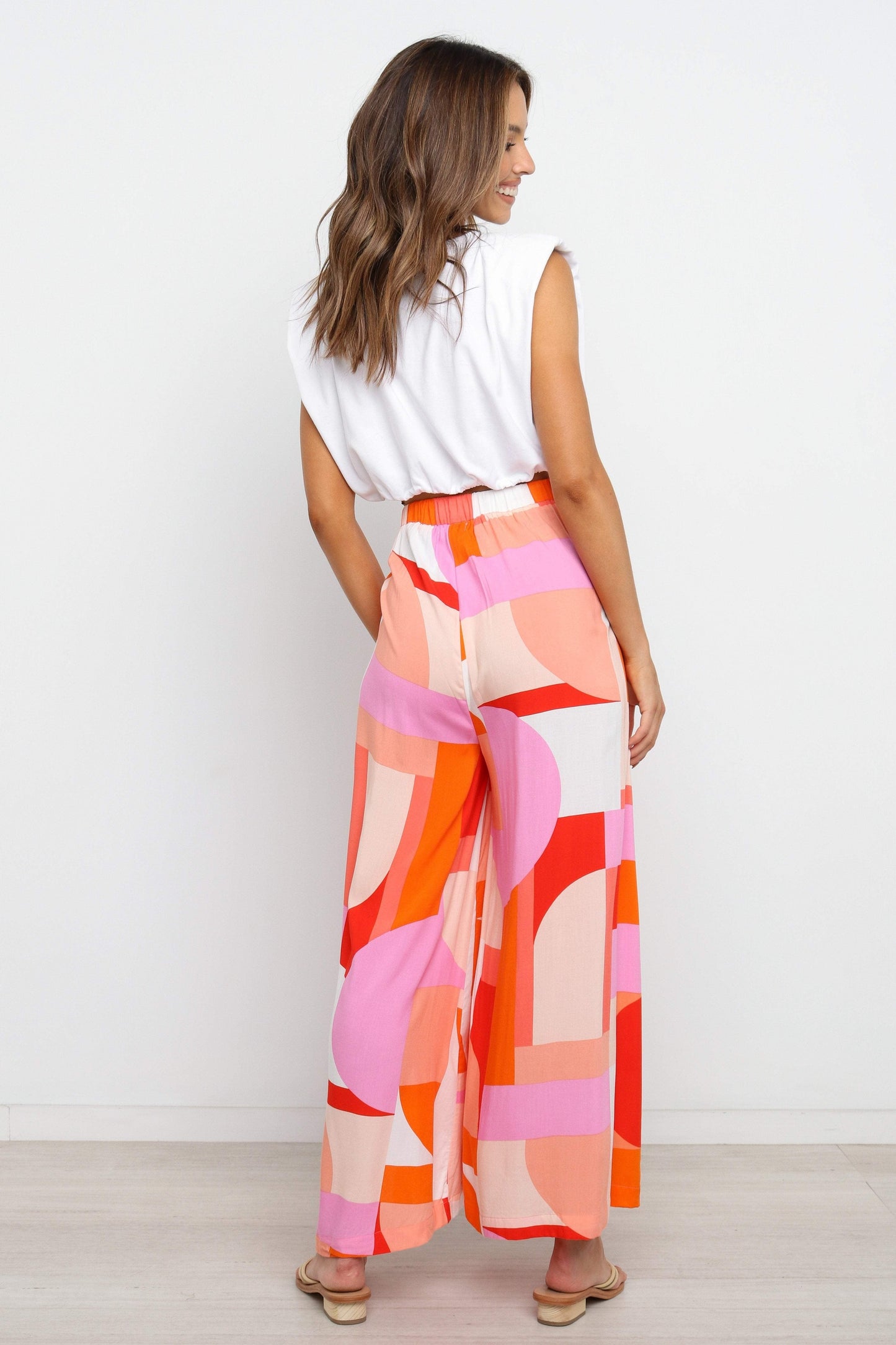High-Waist Abstract Wide-Leg Pants