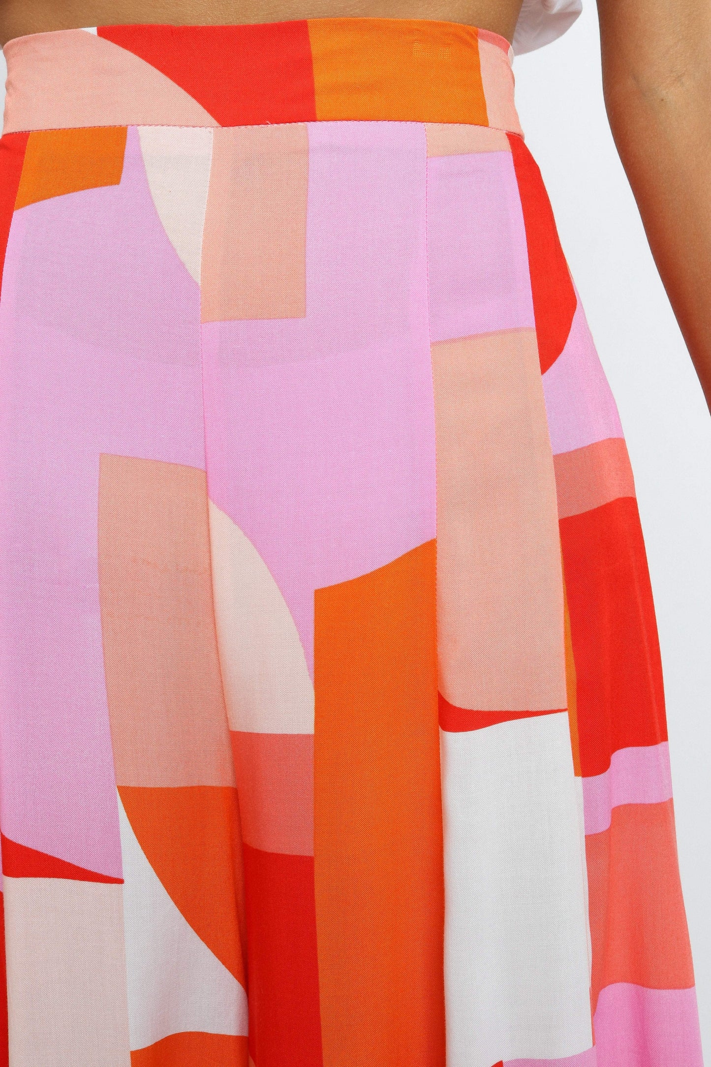 High-Waist Abstract Wide-Leg Pants