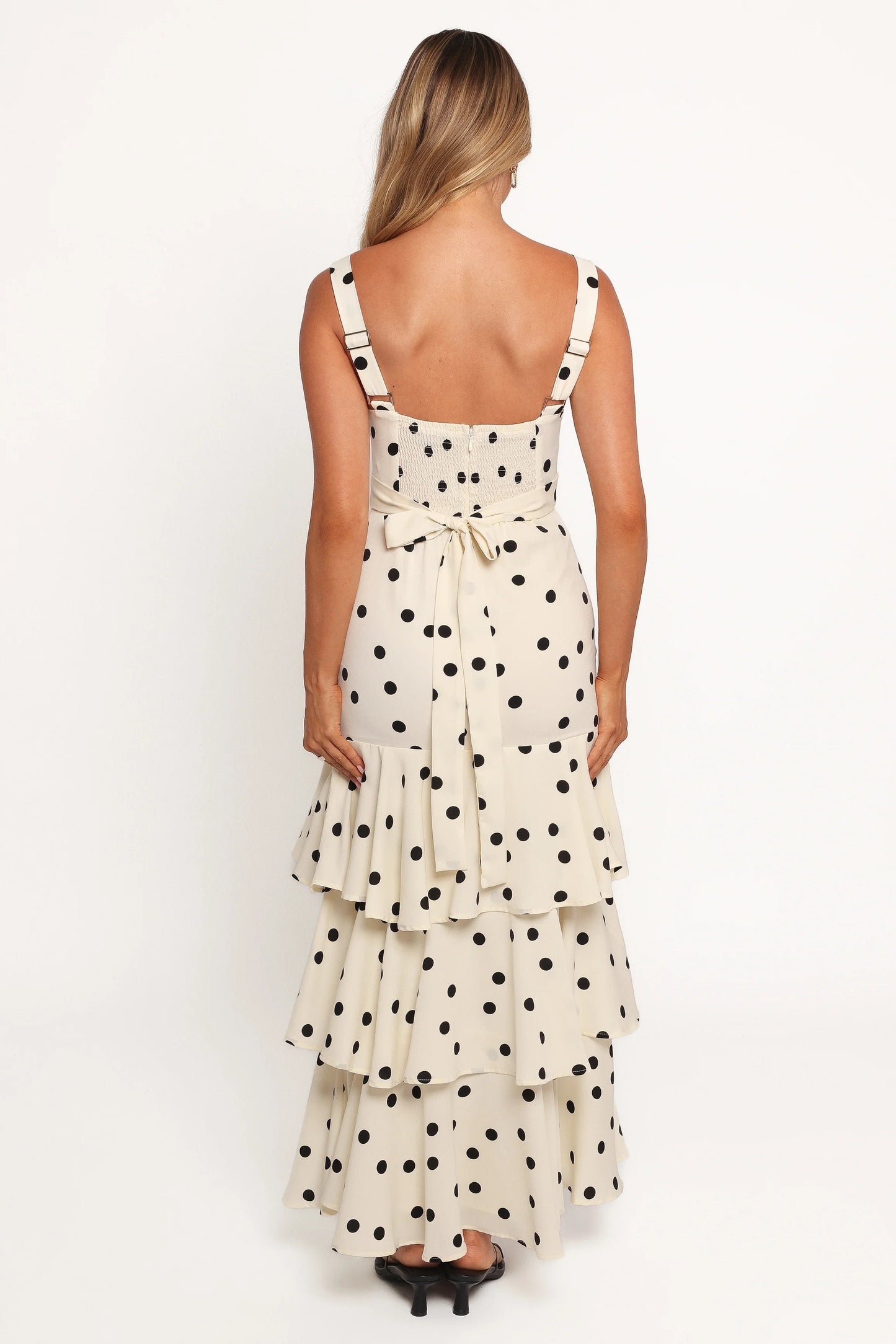 Polka Dot Ruffle Maxi Dress