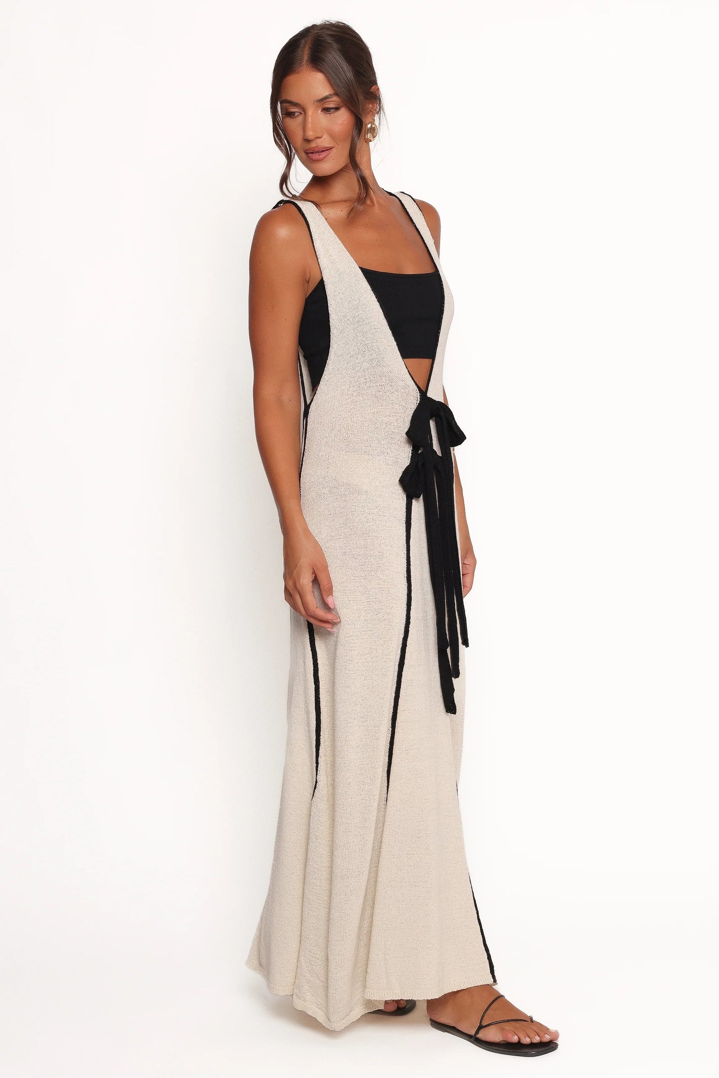 Removable Cami V-Neck Midi Dress