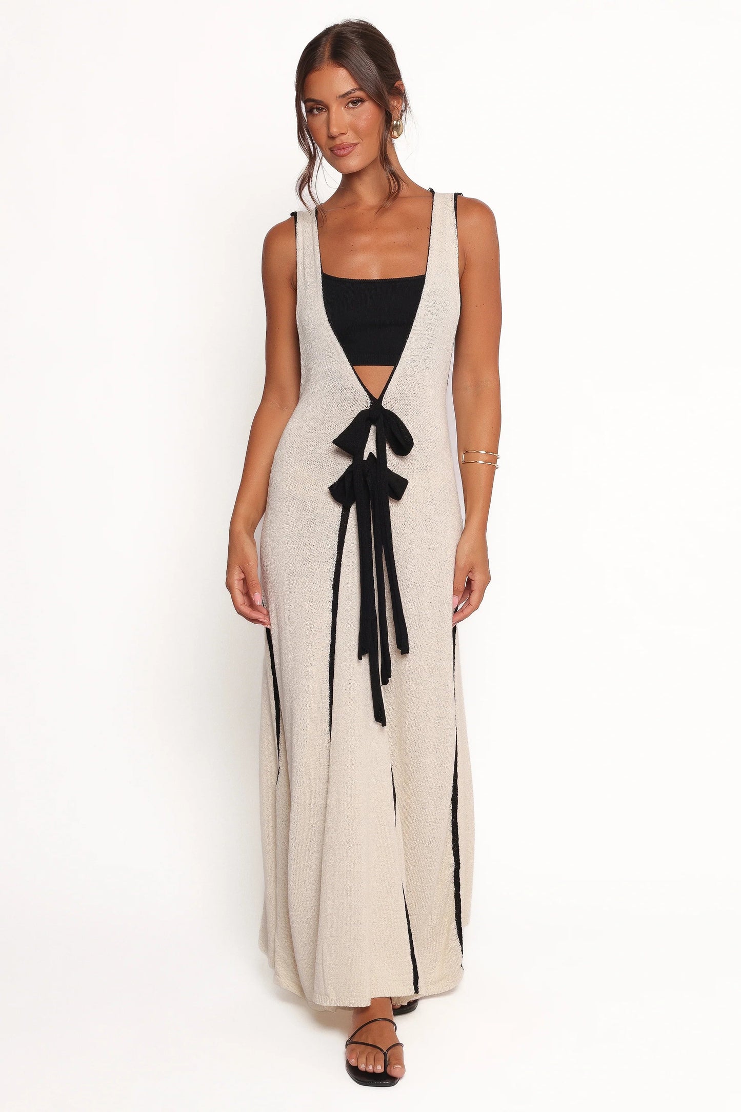 Removable Cami V-Neck Midi Dress
