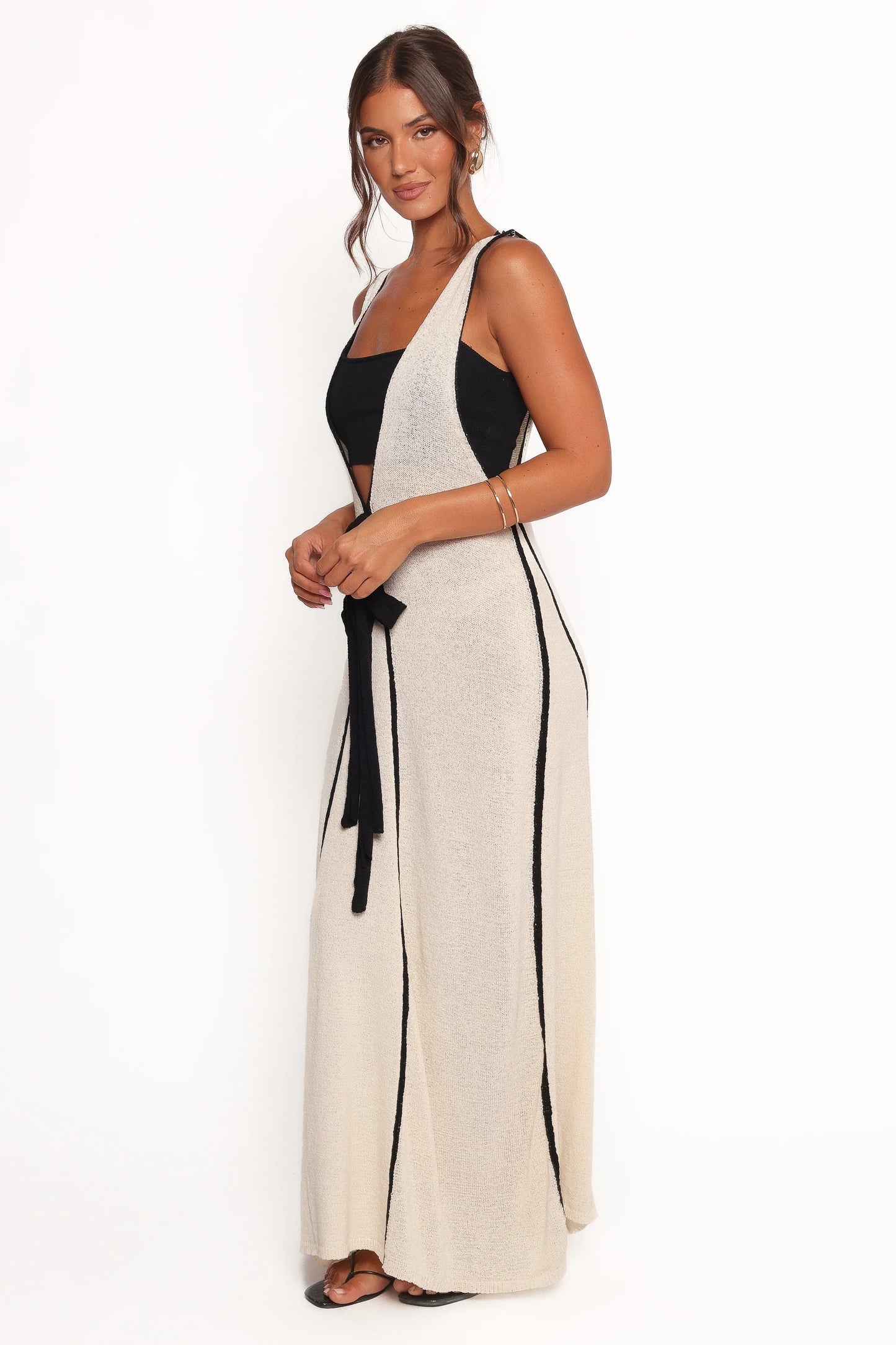 Removable Cami V-Neck Midi Dress