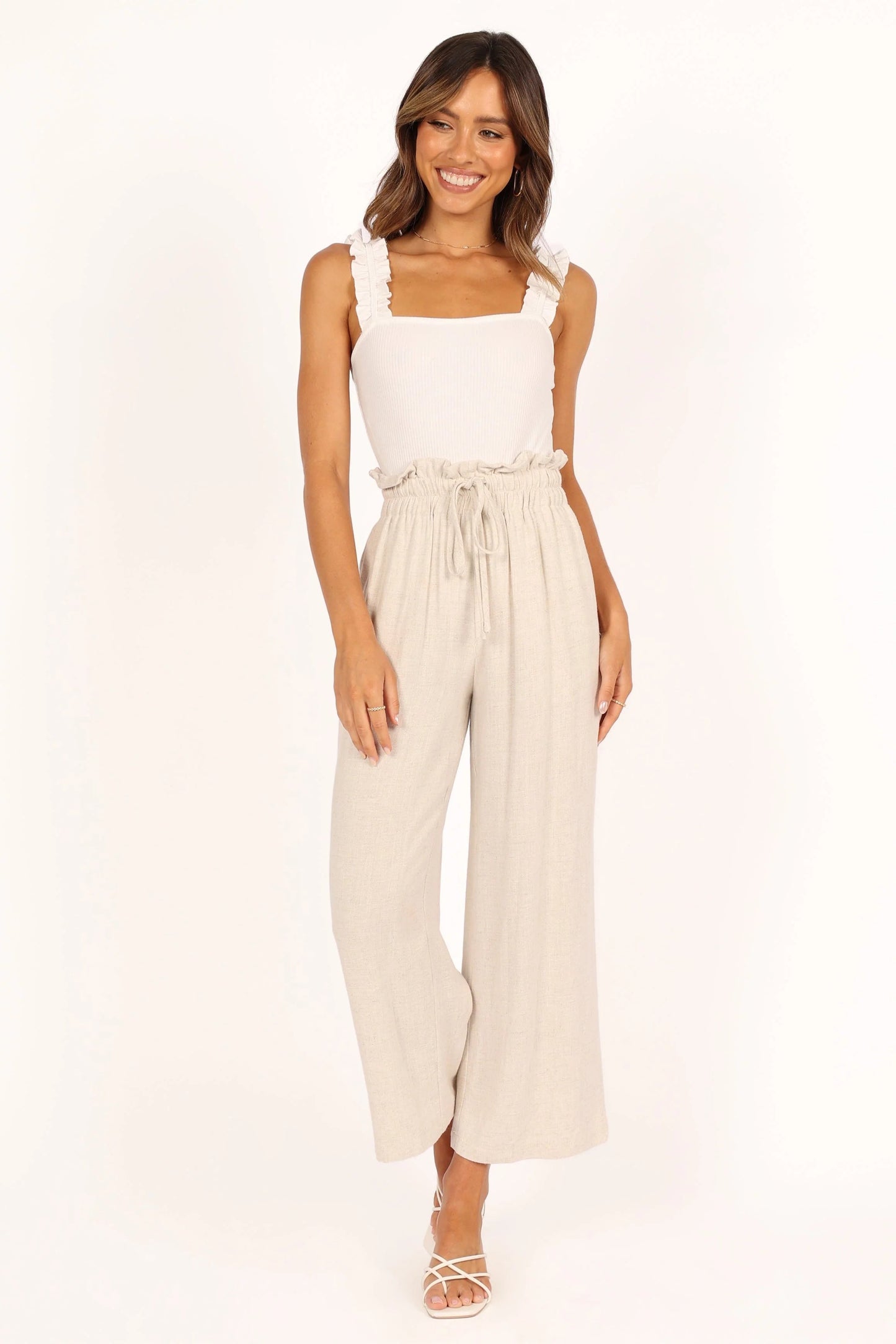 Ruffle-Shoulder Square-Neck Bodysuit