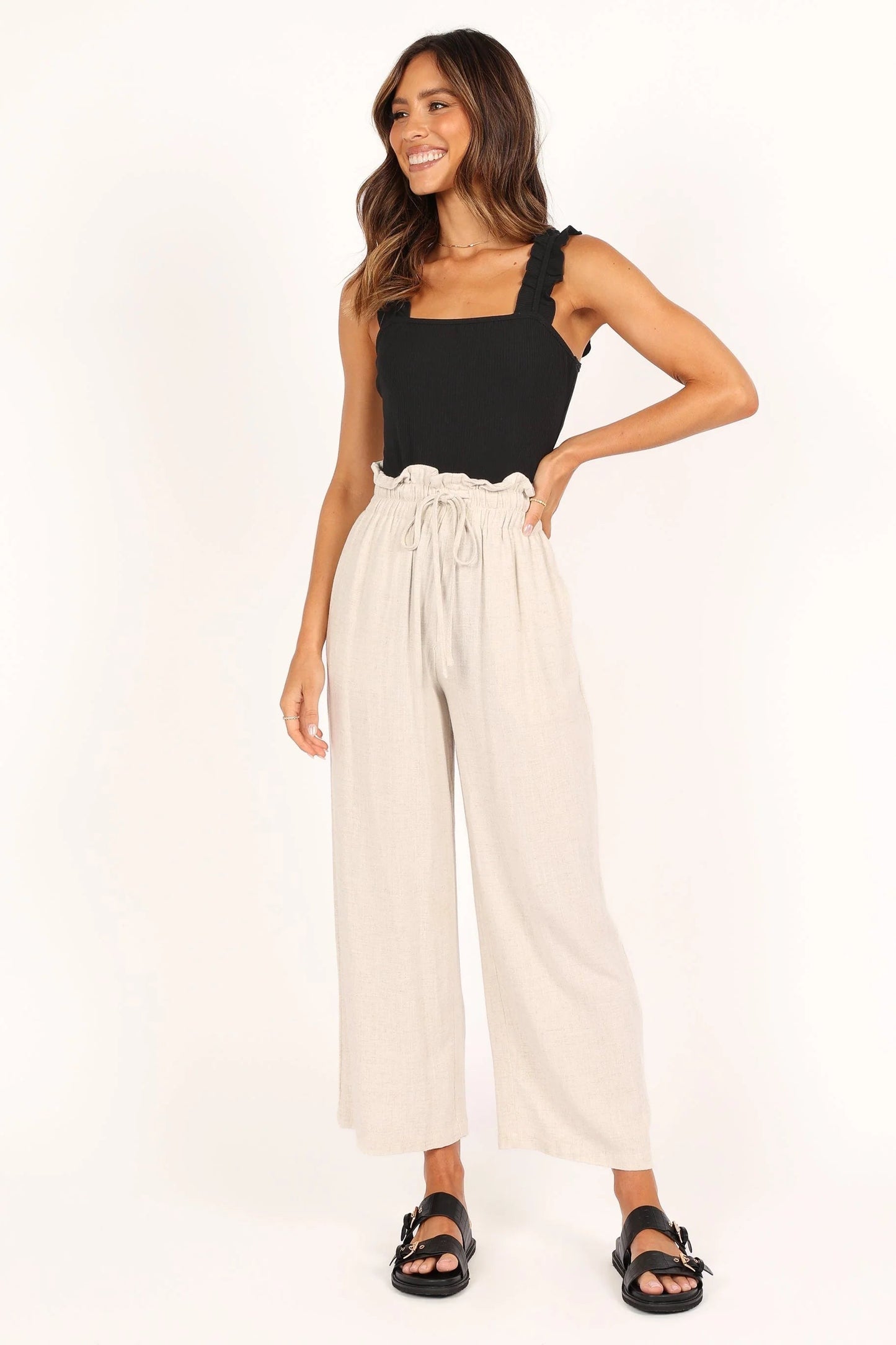 Ruffle-Shoulder Square-Neck Bodysuit
