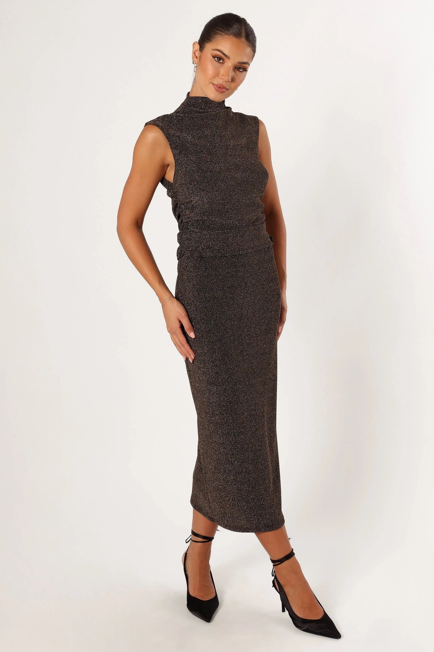 Shimmer Rib Midi Skirt