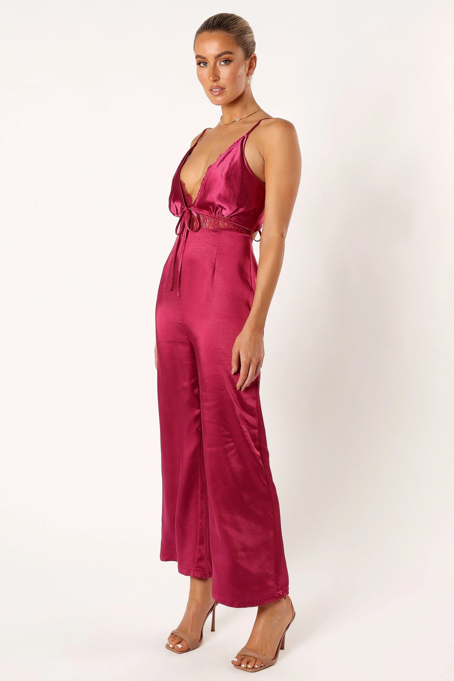 Tie-Detail Satin Jumpsuit