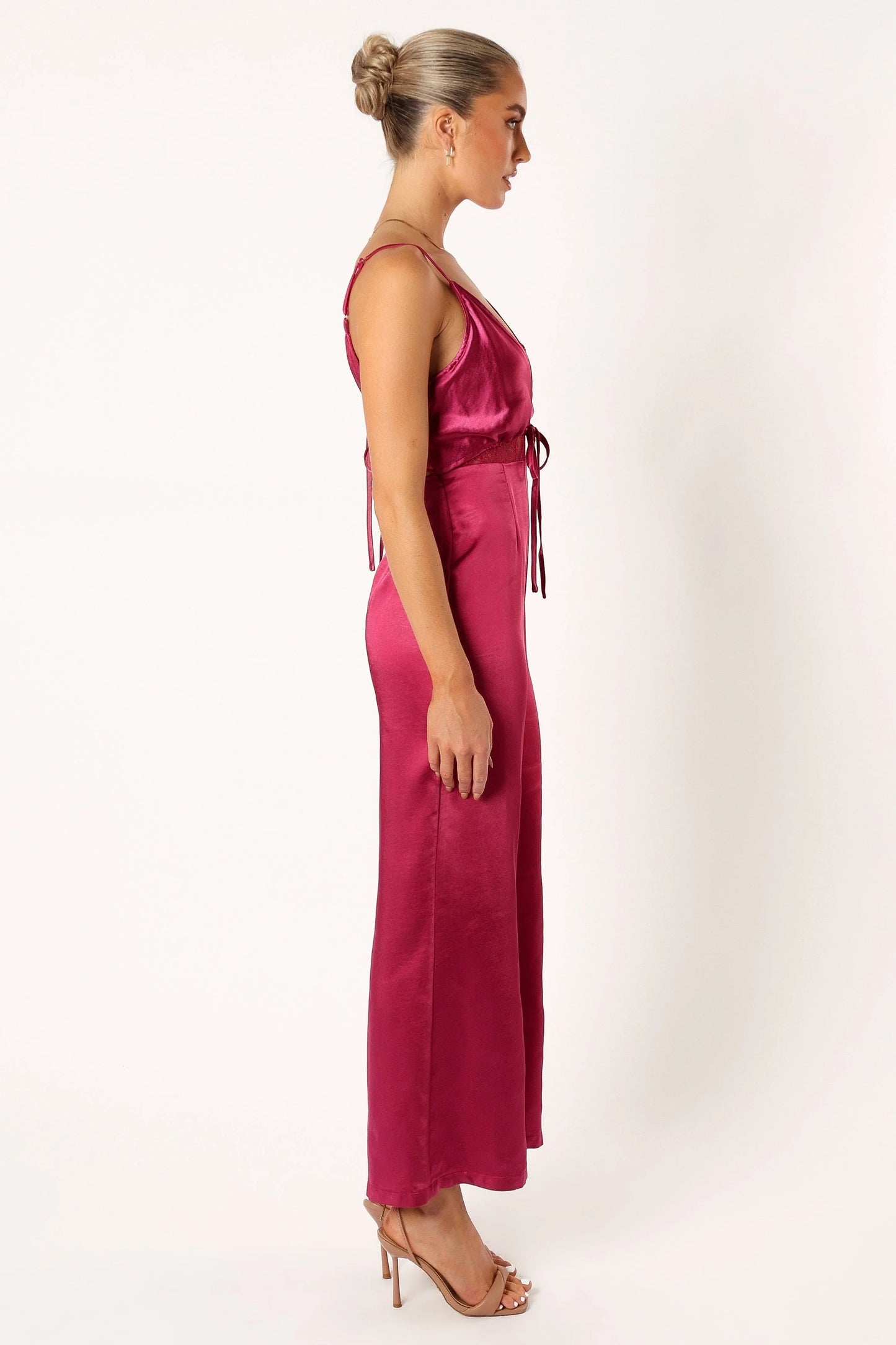 Tie-Detail Satin Jumpsuit