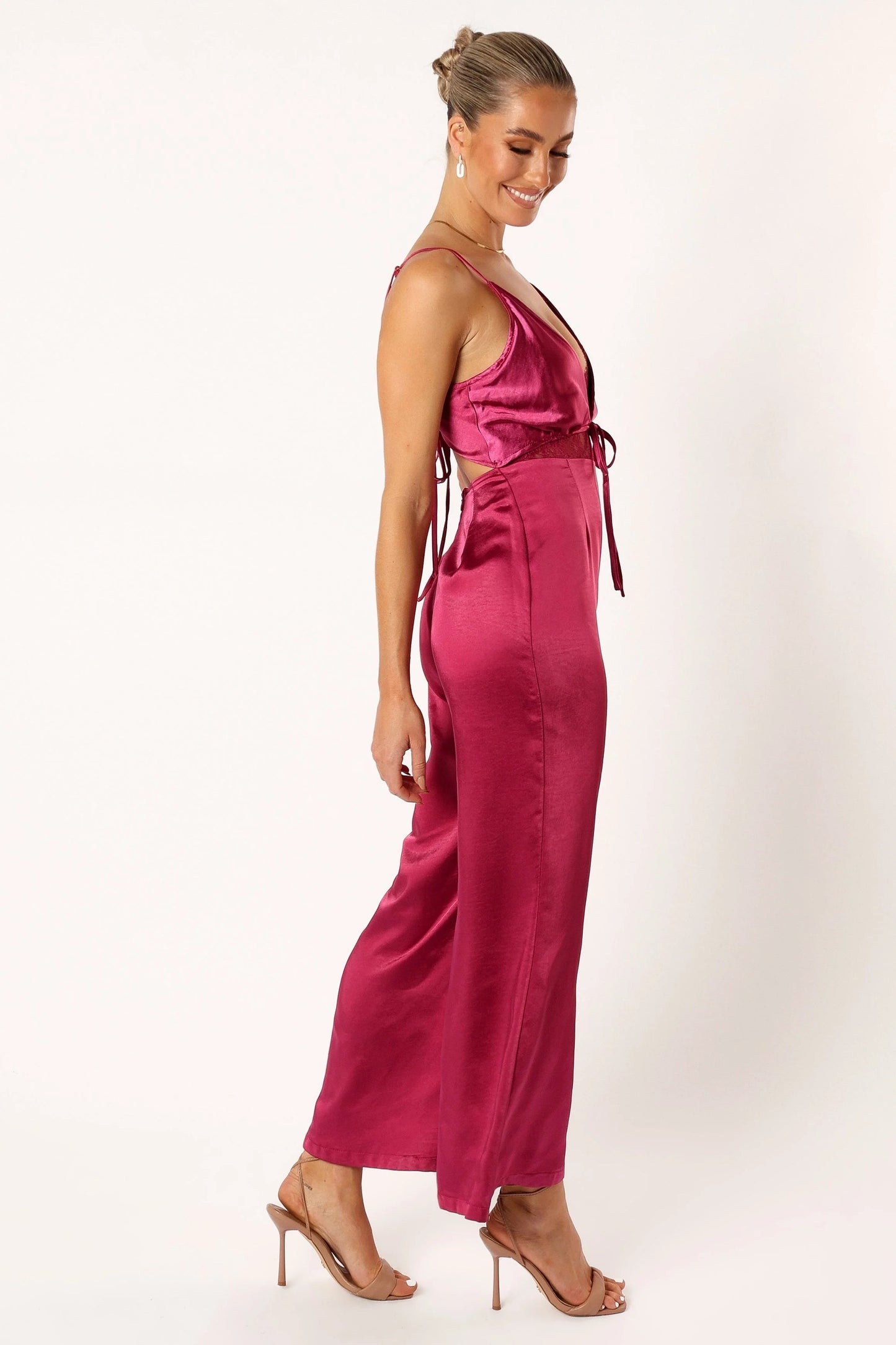 Tie-Detail Satin Jumpsuit