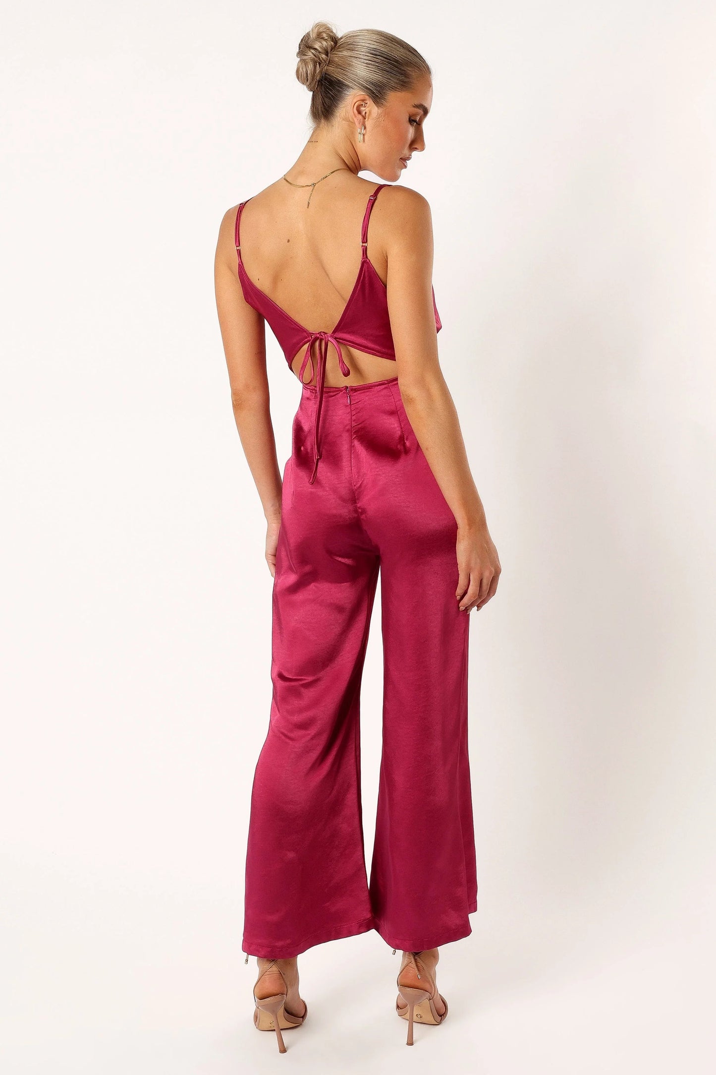 Tie-Detail Satin Jumpsuit