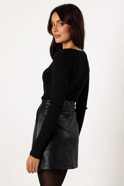 Cut-Out Ribbed Knit Top