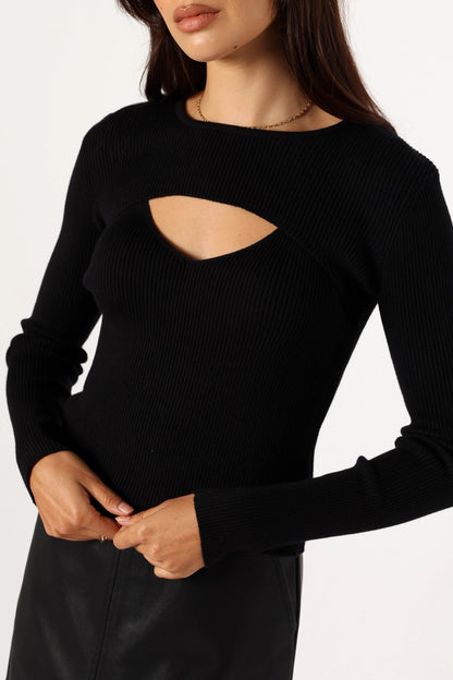Cut-Out Ribbed Knit Top
