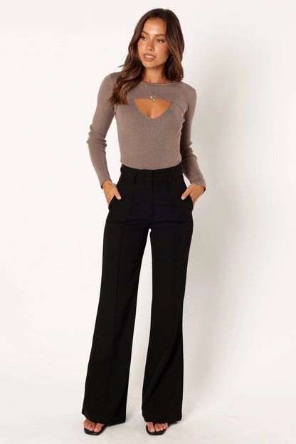 Cut-Out Ribbed Knit Top