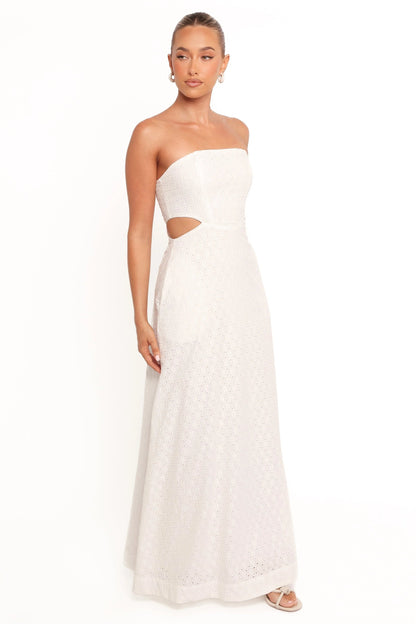Embroidered Anglaise Strapless Midi Dress
