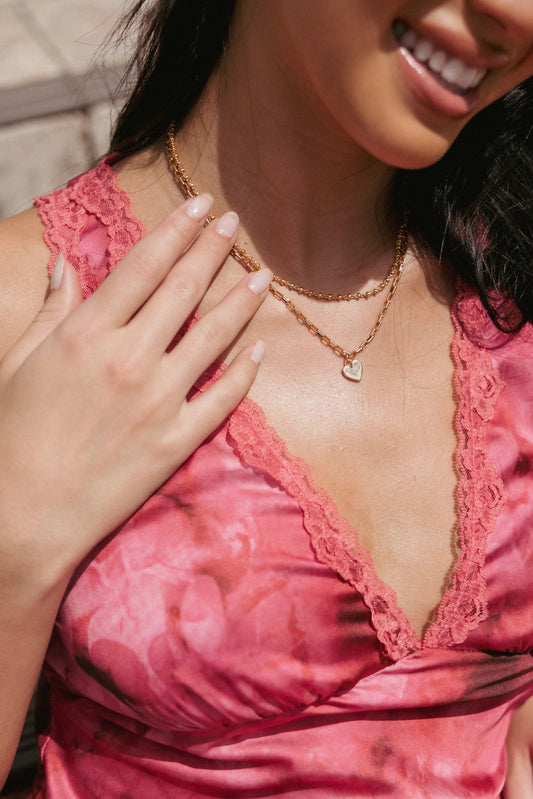 Layered Heart-Pendant Gold Necklace