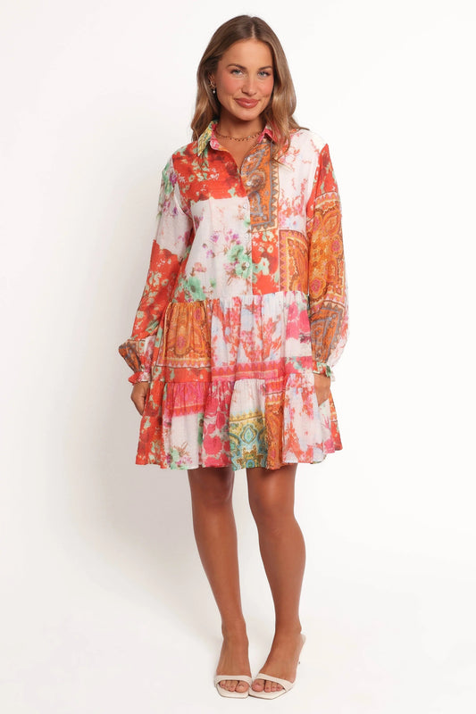 Patchwork Collared Mini Dress