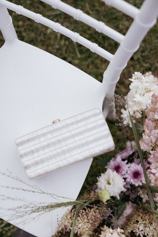 Pearl-Resin Top-Clasp Clutch