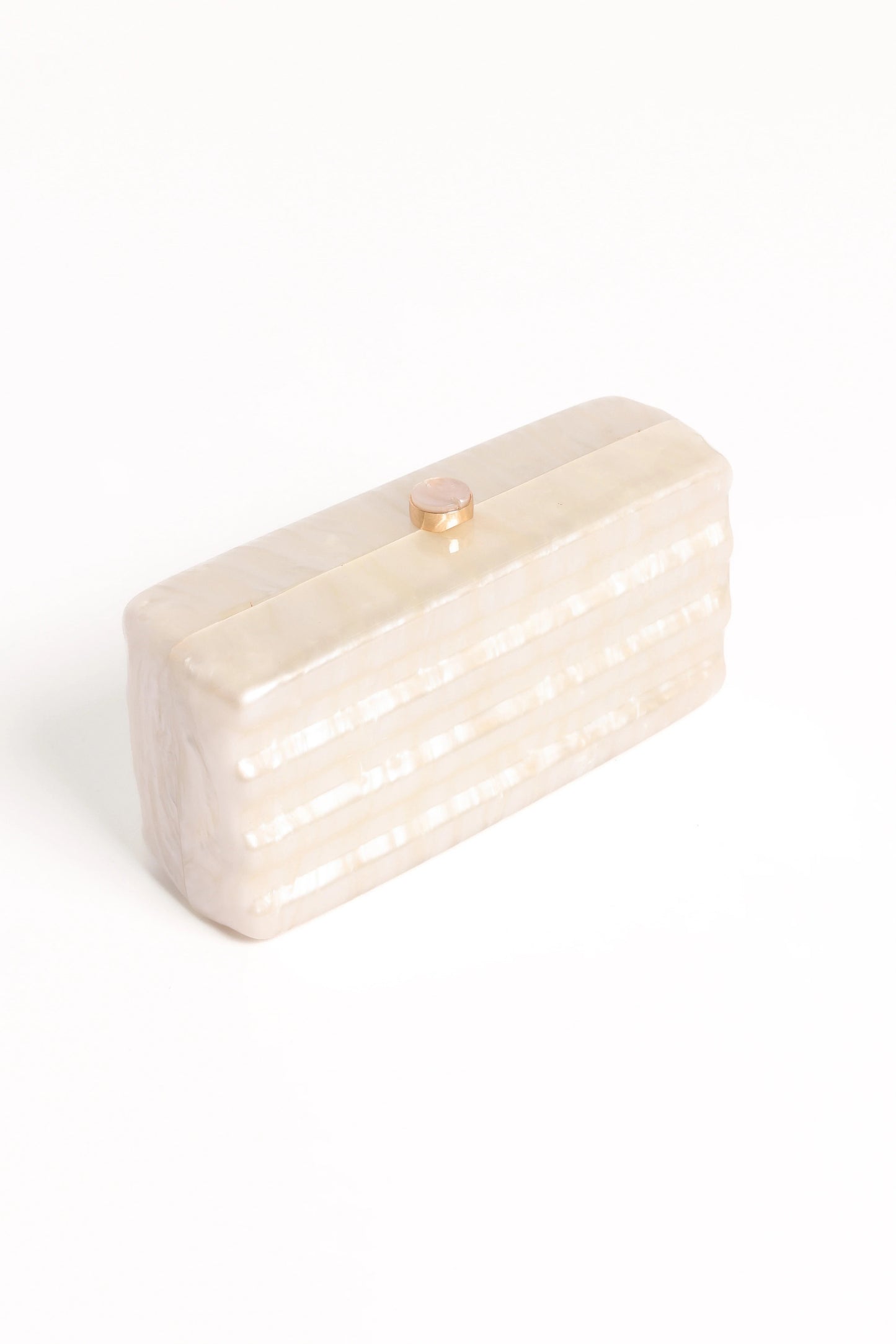 Pearl-Resin Top-Clasp Clutch