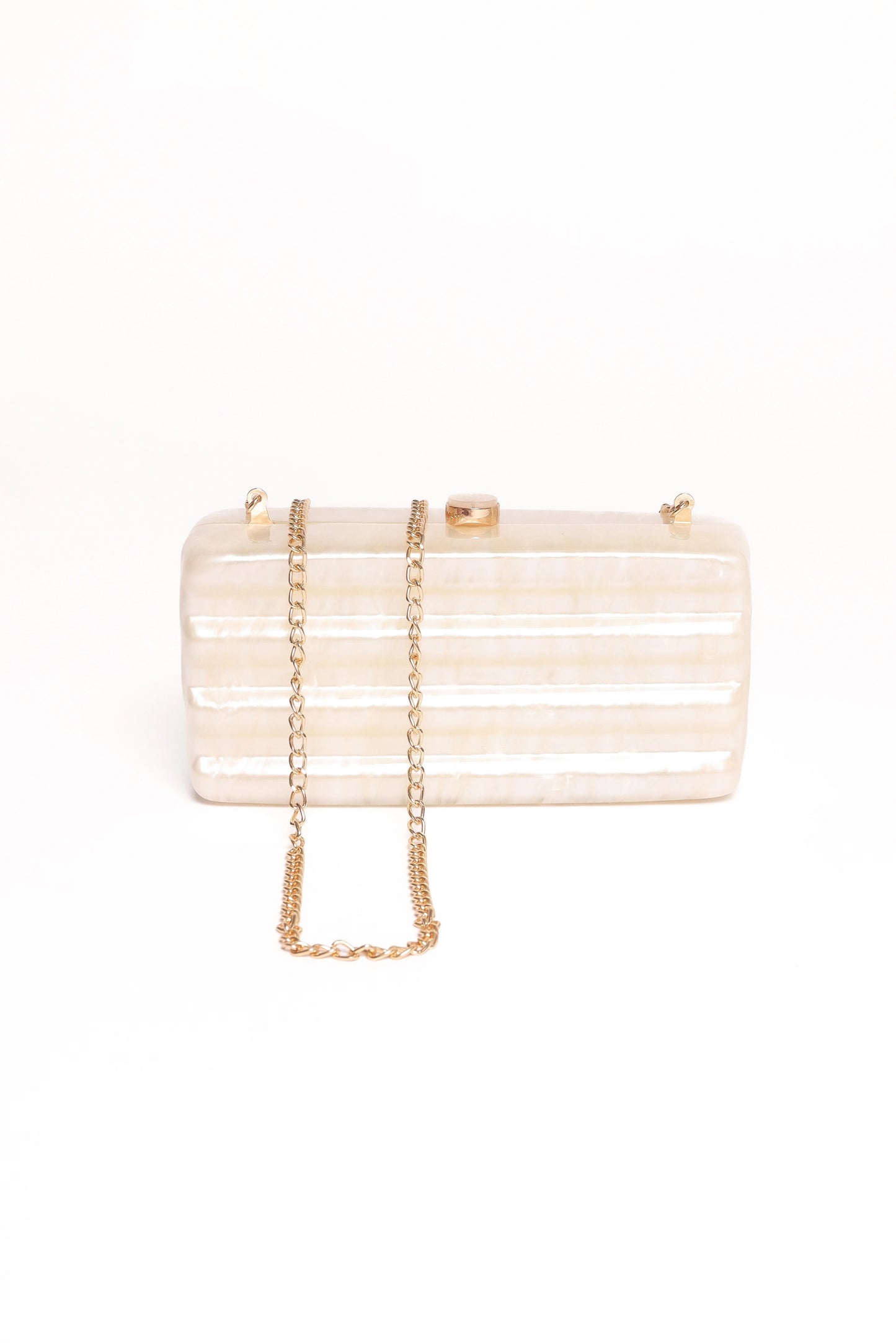 Pearl-Resin Top-Clasp Clutch