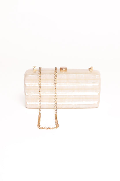 Pearl-Resin Top-Clasp Clutch