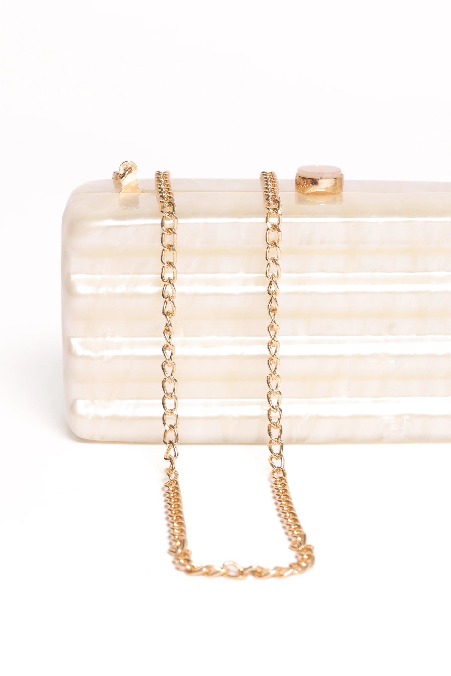 Pearl-Resin Top-Clasp Clutch