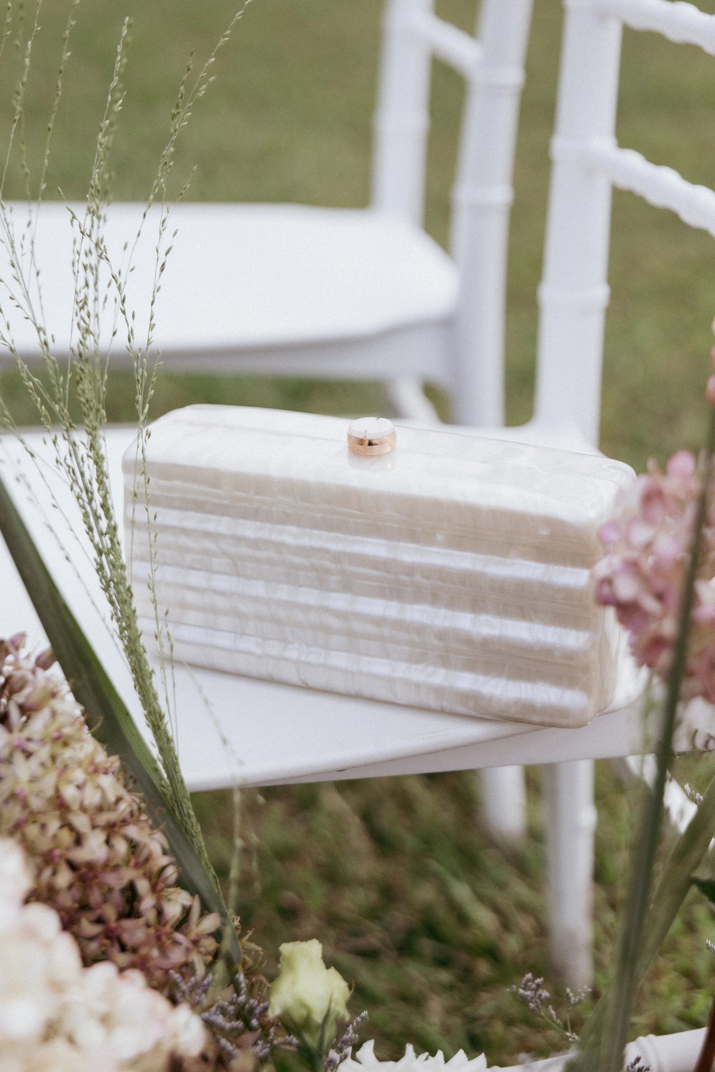 Pearl-Resin Top-Clasp Clutch