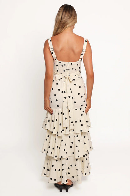 Polka Dot Ruffle Maxi Dress