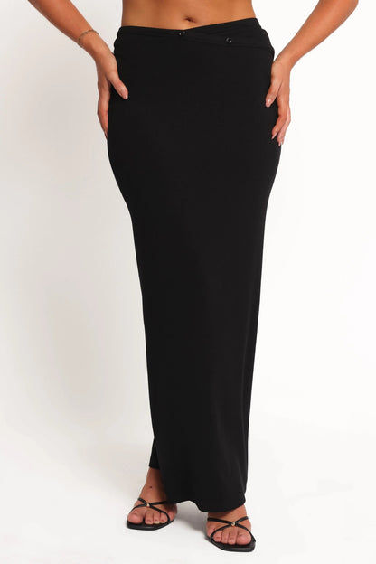 Ribbed Knit Round-Neck Top & Midi Skirt Set