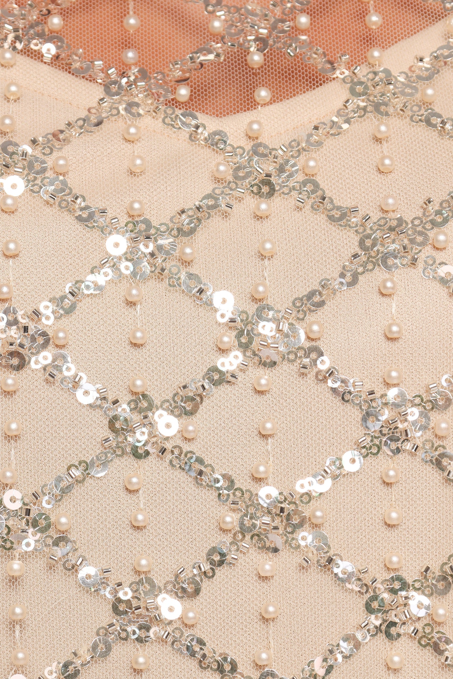 Sequin-Beaded High-Round Mini Dress