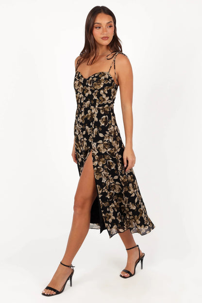 Sweetheart Tie-Strap Midi Dress