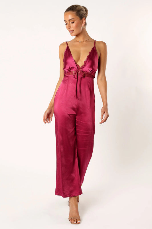 Tie-Detail Satin Jumpsuit